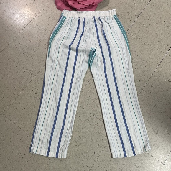 ELLEN TRACY Women's Sz Medium Linen Blend Striped Ankle Pants w/ Pockets - Picture 3 of 7